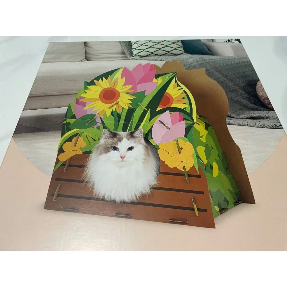 Heart to Tail Flower Cat House Scratching Playhouse ( Catnip Included)